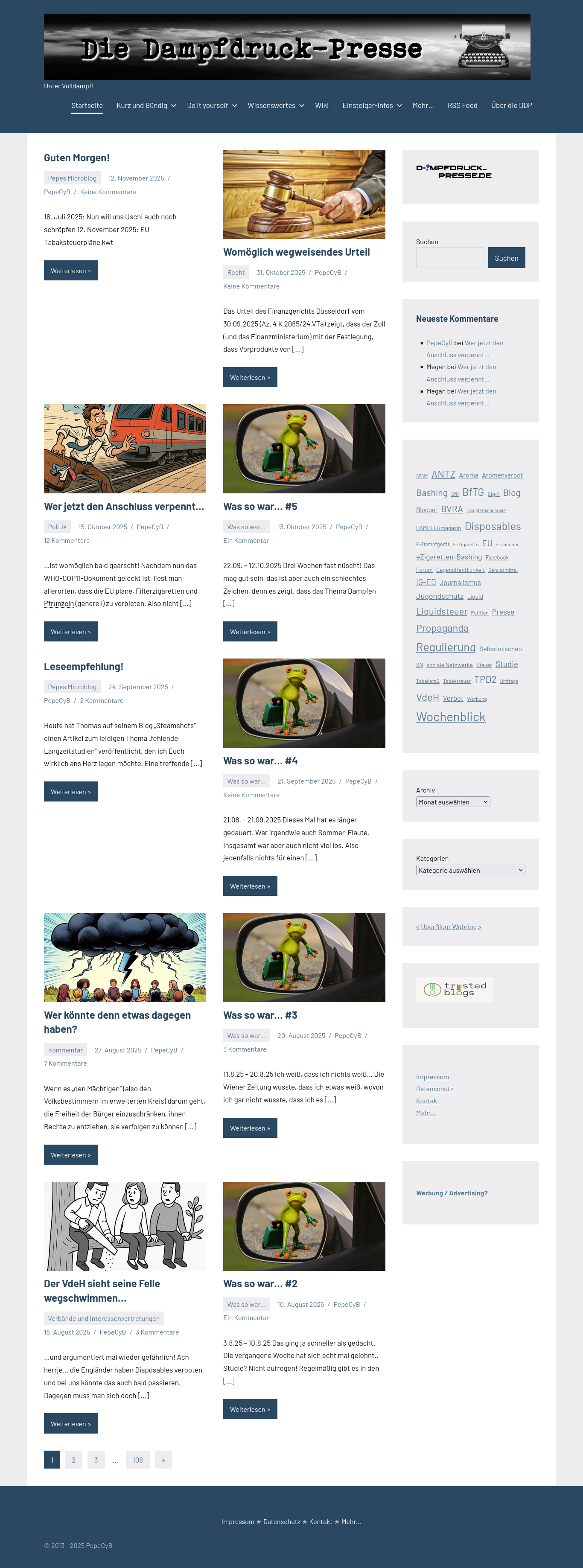 Dampfdruck-Presse mit WordPress