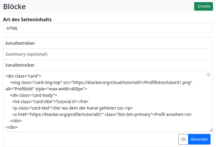 Erstellter Beispiel-Block