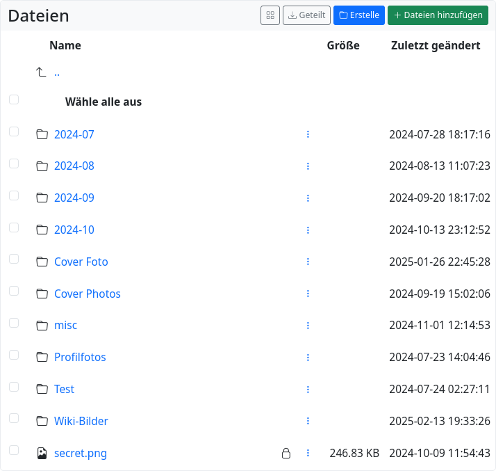 Dateien in der Listenansicht