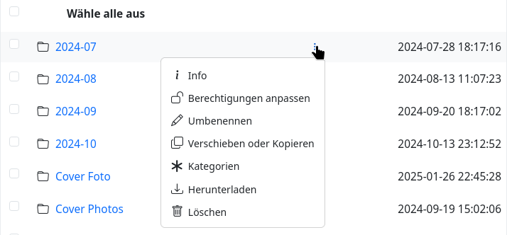 Menü der Dateioperationen