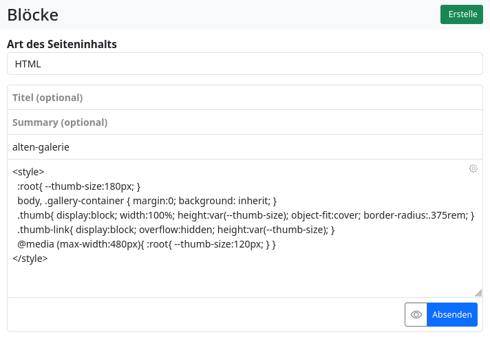 Erstellung Galerie-Block