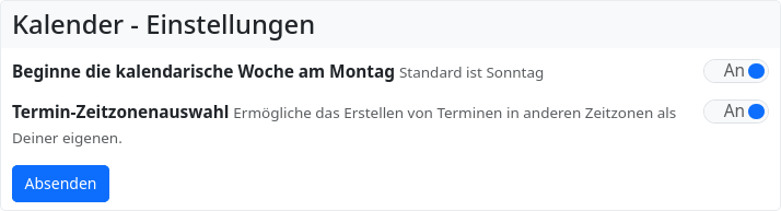 Kalender-Einstellungen