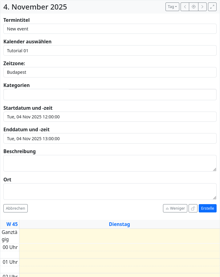 Termin erstellen