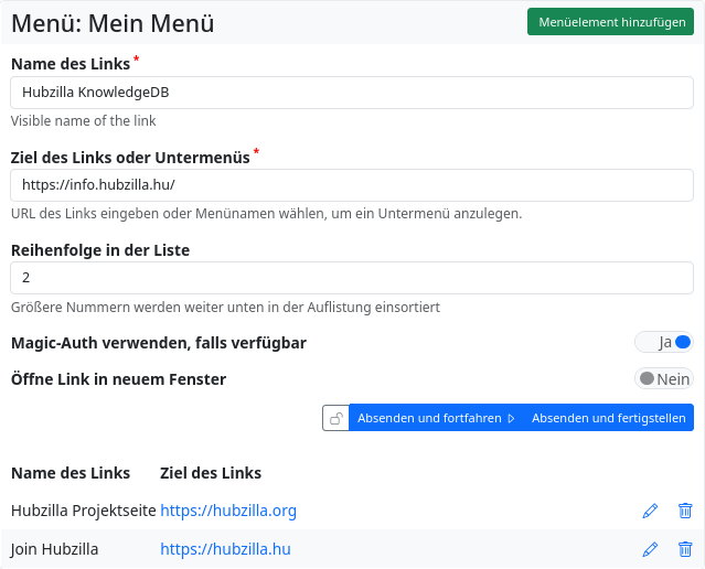 dritter Menüeintrag