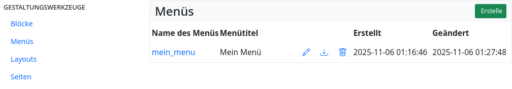 erstes Menü in der Menü-Liste