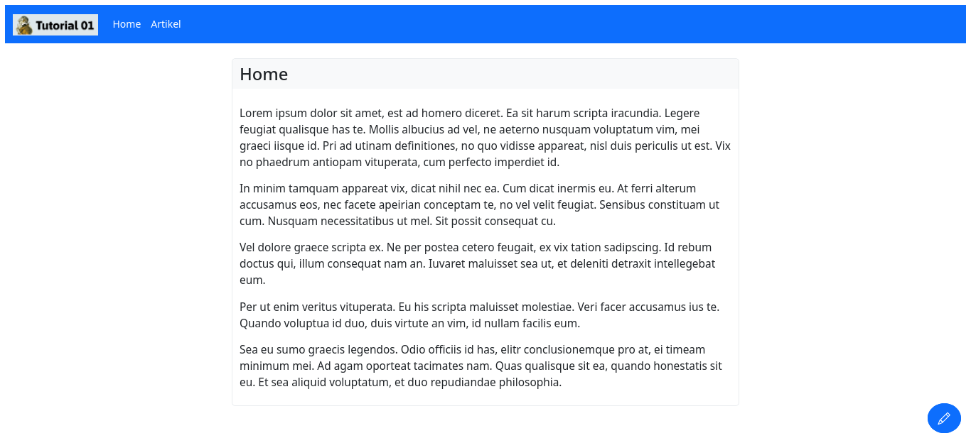 Homepage mit Navigationsleiste