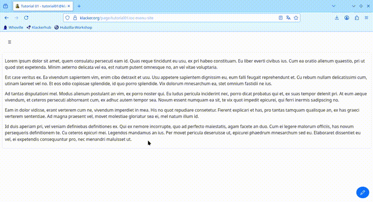 Offcanvas Seite in Aktion
