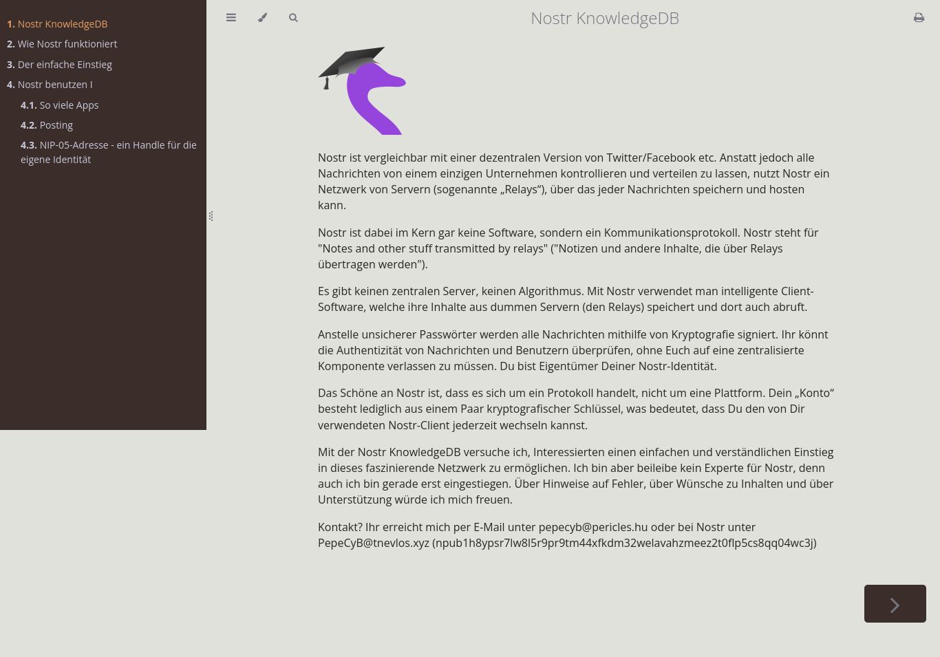 mdBook-Seite in der Hubzilla-Cloud